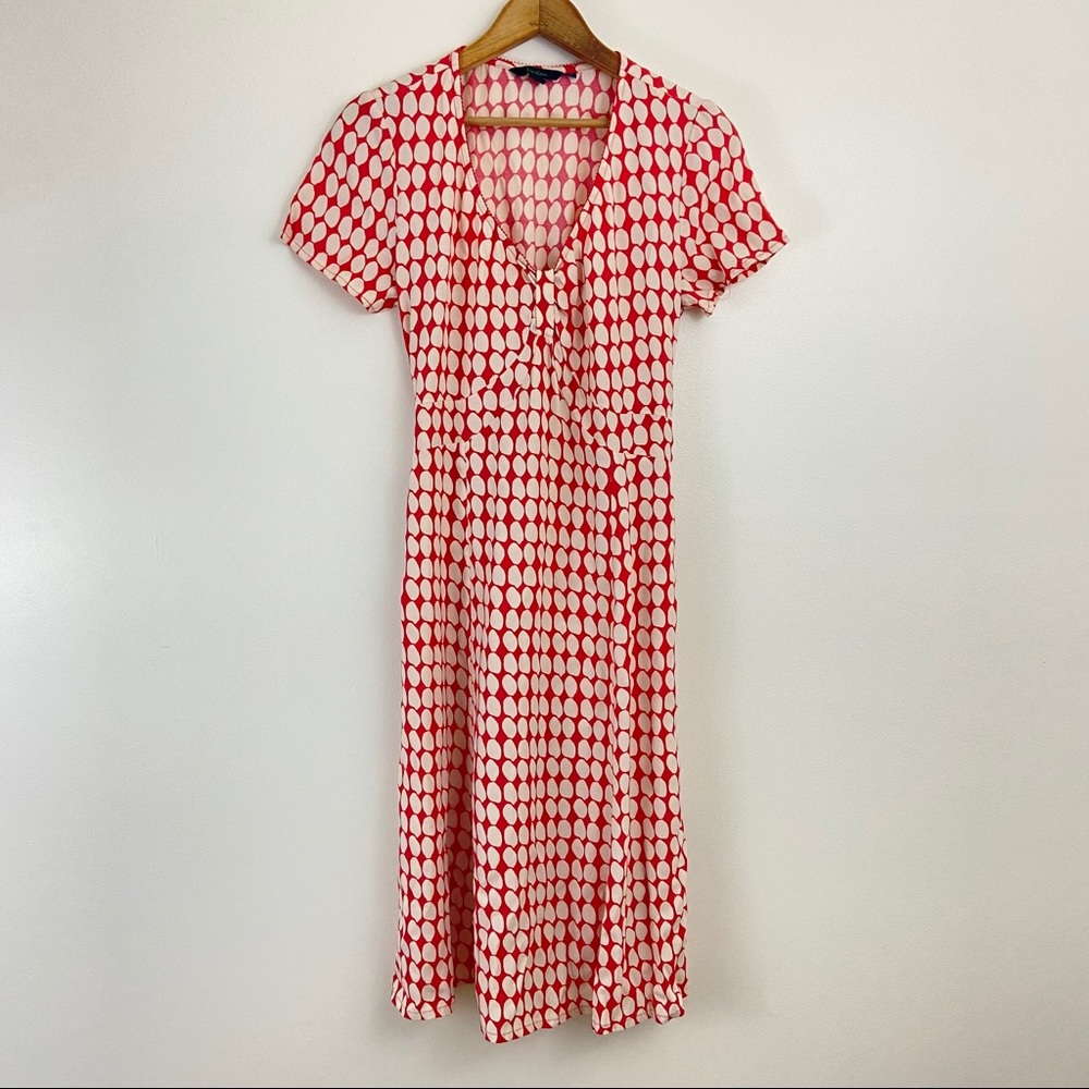 Boden polka dot short sleeve knee length dress